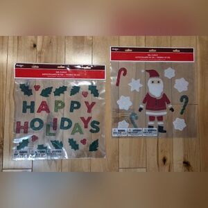 NEW 'Happy Holidays' & Santa, Snowflakes & Candy Canes Window Gel Clings Lot